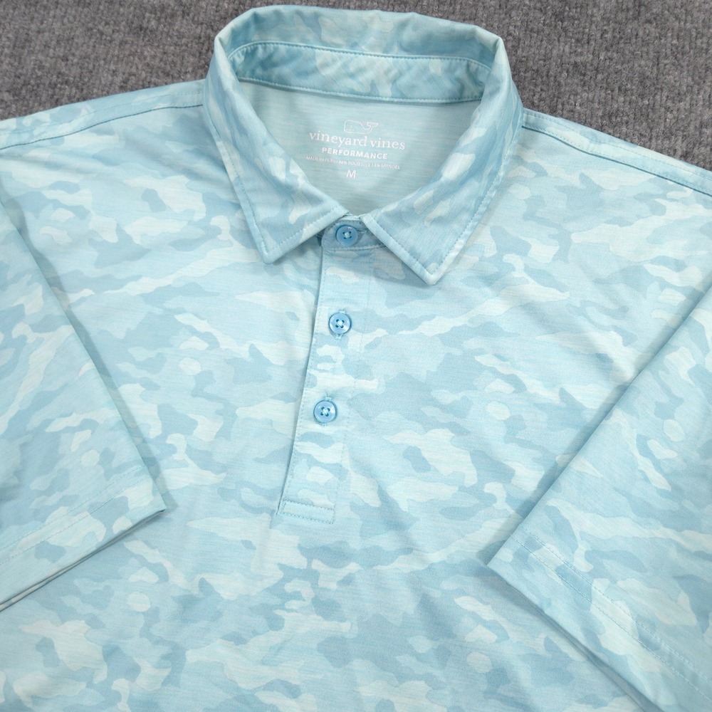 Vineyard Vines Performance Polo Shirt Mens M Blue Camo AOP Golf Preppy Casual